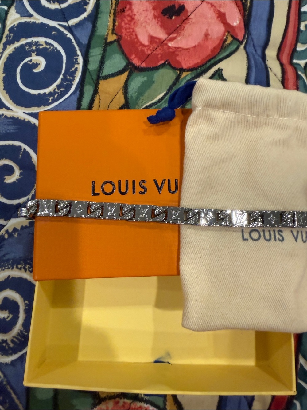 Louis Vuitton Silver-Tone Monogram Hardware Bracelet